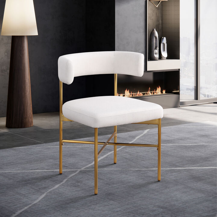 Meridian Furniture Rivage Cream Durable Linen Textured Fabric Dining Chair, Set of 2