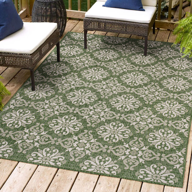 Amora Traditional Mediterranean Tile Design Indoor/Outdoor Area Rug