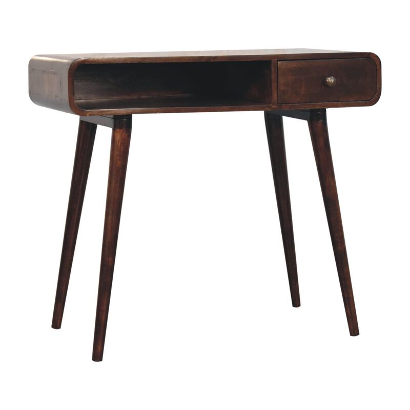 Artisan Furniture Solid Wood Curved California Walnut Writing Desk