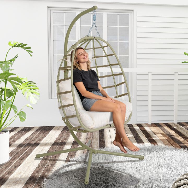 Hivvago Egg Chair with Stand & Washable Cushion