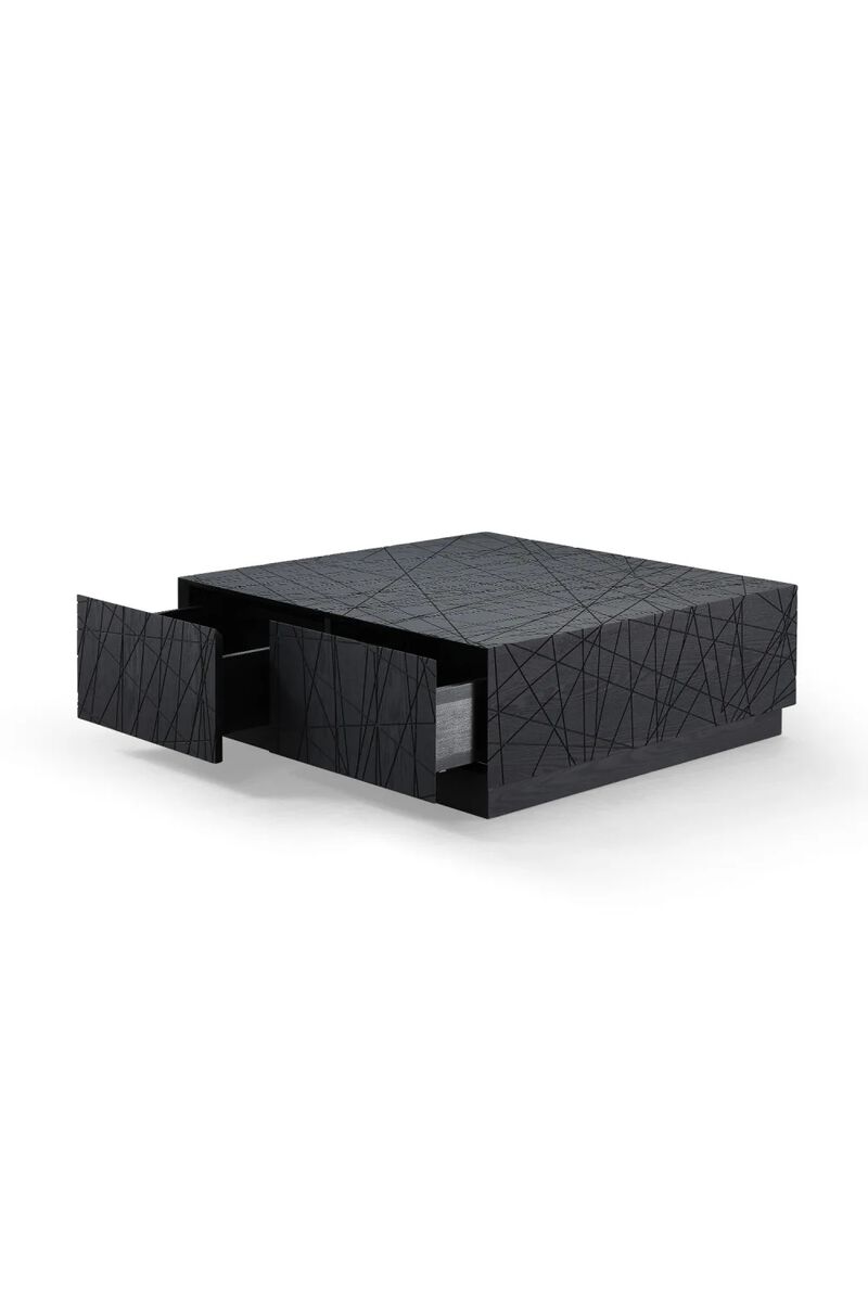 Black Square 4-Drawer Coffee Table | OROA Modern Kenda image number 3