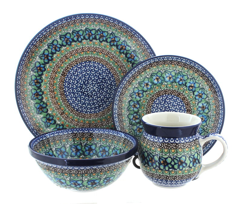 Blue Rose Polish Pottery Athena 16 Piece Dinner Set