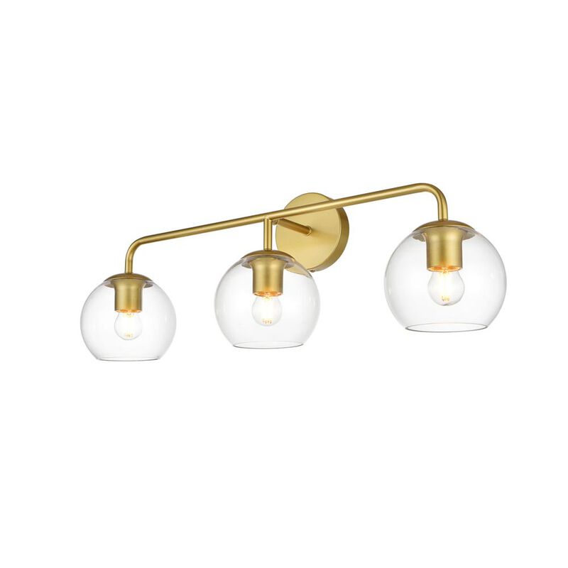 Living District Genesis 3 light Brass and Clear Bath Sconce