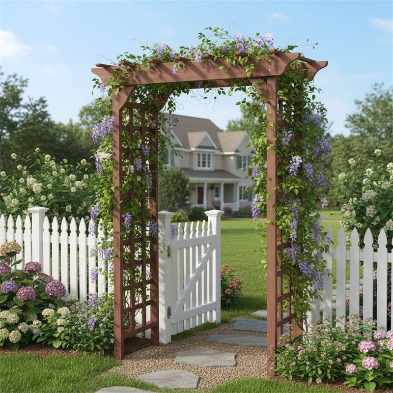 Wooden Wedding Arch, Wood Trellis for Plant Climbing, Christmas Decor Pergola for Garden Backyard image number 2