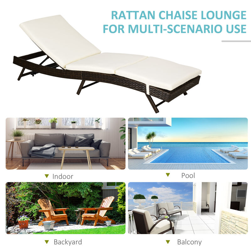 Hivvago Patio Rattan Sun Lounger with 5-Position Recline image number 6
