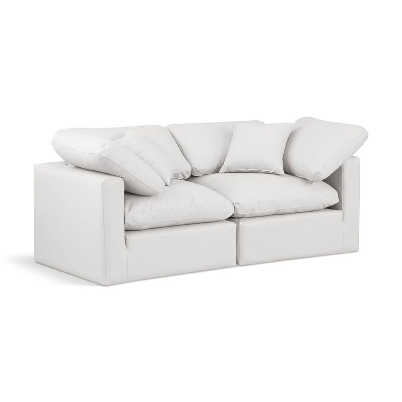 Meridian Furniture Indulge Cream Vegan Leather Modular Sofa