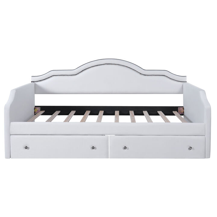 Merax Full Size Upholstered Daybed with LED and 2 Drawers