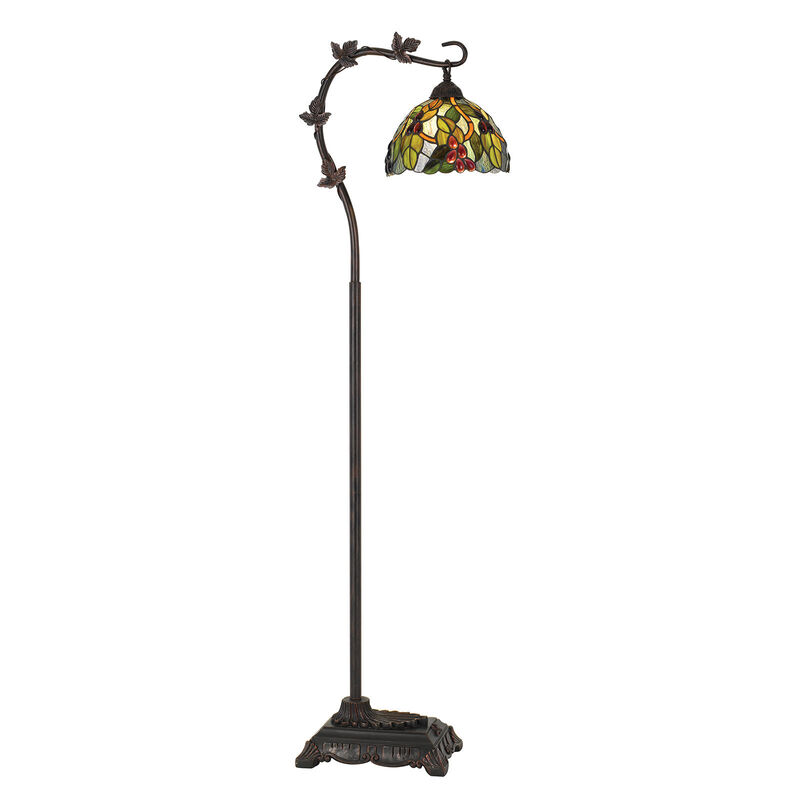 HomeRoots 61" Bronze Floor Lamp With Green And Yellow Glass Dome Shade image number 2