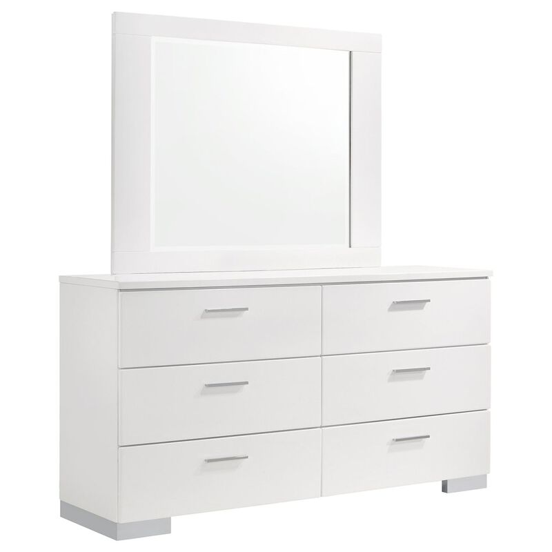 Coaster Co. of America Felicity 6-drawer Wood Dresser with Mirror White High Gloss image number 0
