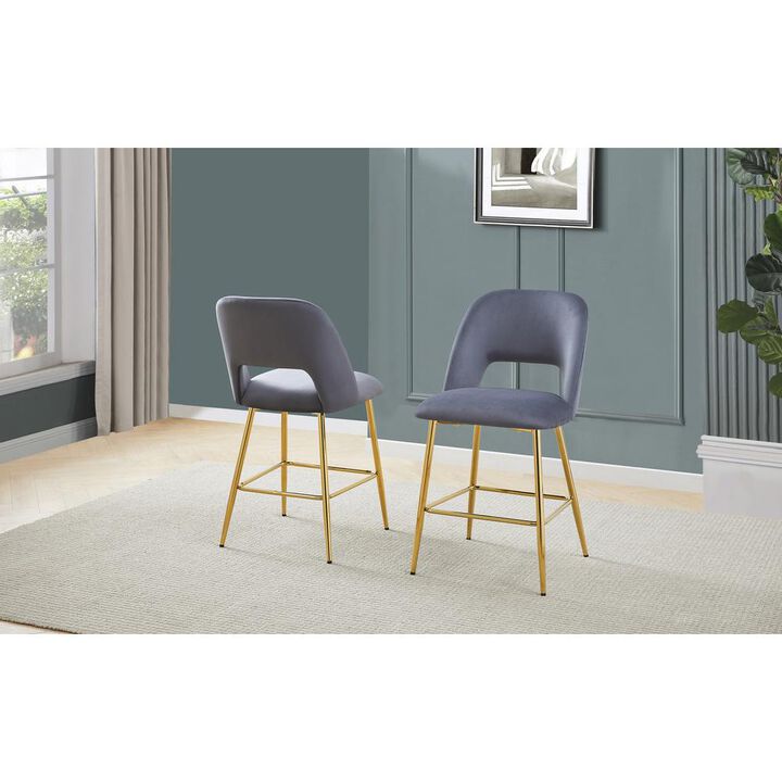 Dark gray with gold base bar stool (SET OF 2)