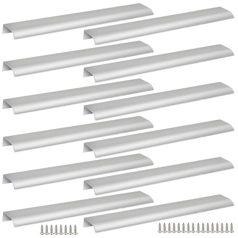 Qjaiune Back Mount Finger Edge Pull 300mm/11.8"", Aluminum Hidden Handle Concealed Tab Pulls for Home Kitchen Living Room Door D