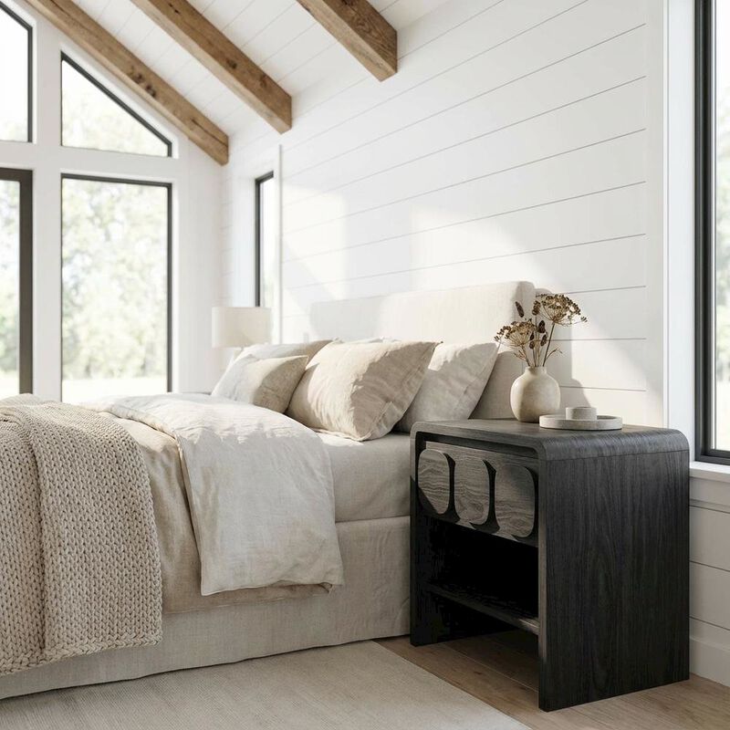 Gray Finish Nightstand with Minimalist Design and Smooth Surface image number 3