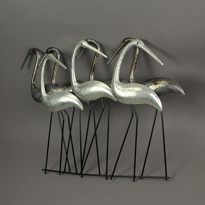 Metal Flock Of Coastal Birds Wall Art Sculpture Hanging Ocean Beach Home Decor