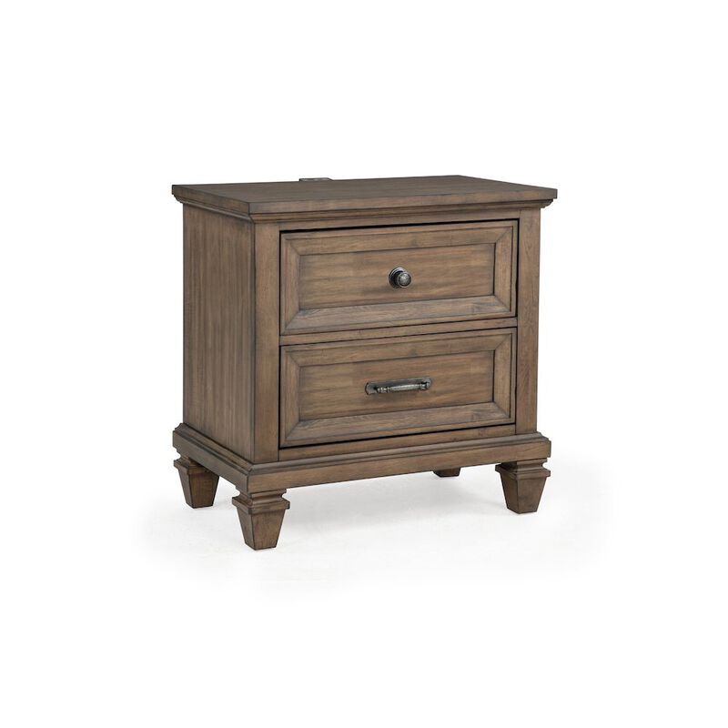 New Classic Furniture Mariana Wood 2-Drawer Nightstand, Vintage Mocha