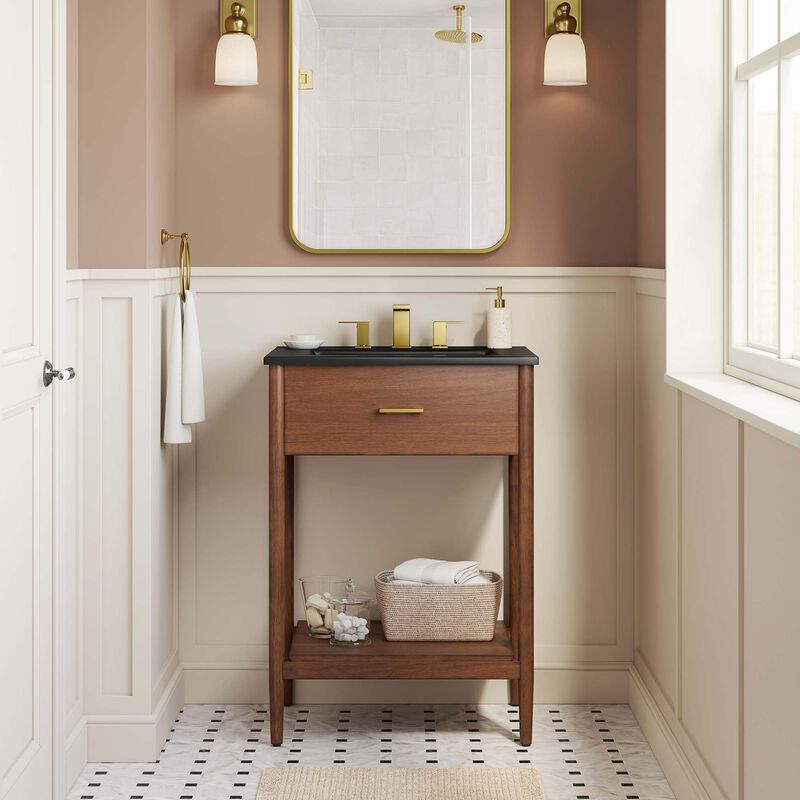 Modway EEI-6661-WAL-BLK Zaire 24" Bathroom Vanity, Walnut Black image number 1