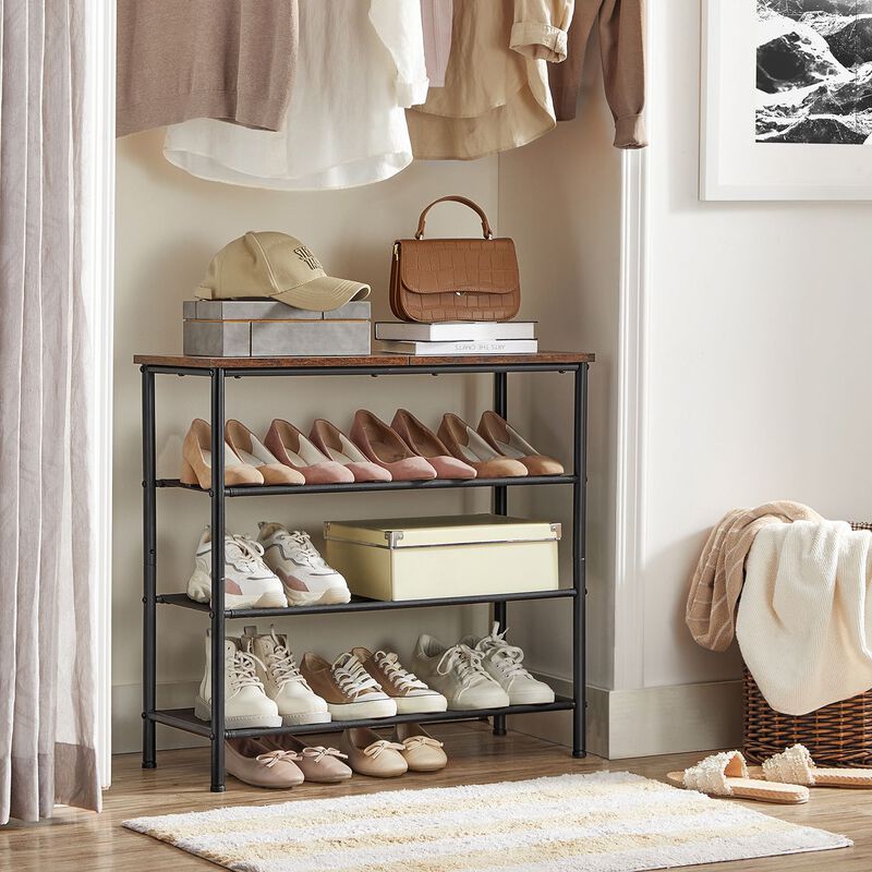 4-Tier Narrow Shoe Rack - Space-Saving Organizer for Closet or Entryway