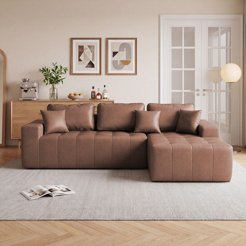 Kipur Faux Leather L-Shaped Sectional Couch image number 2