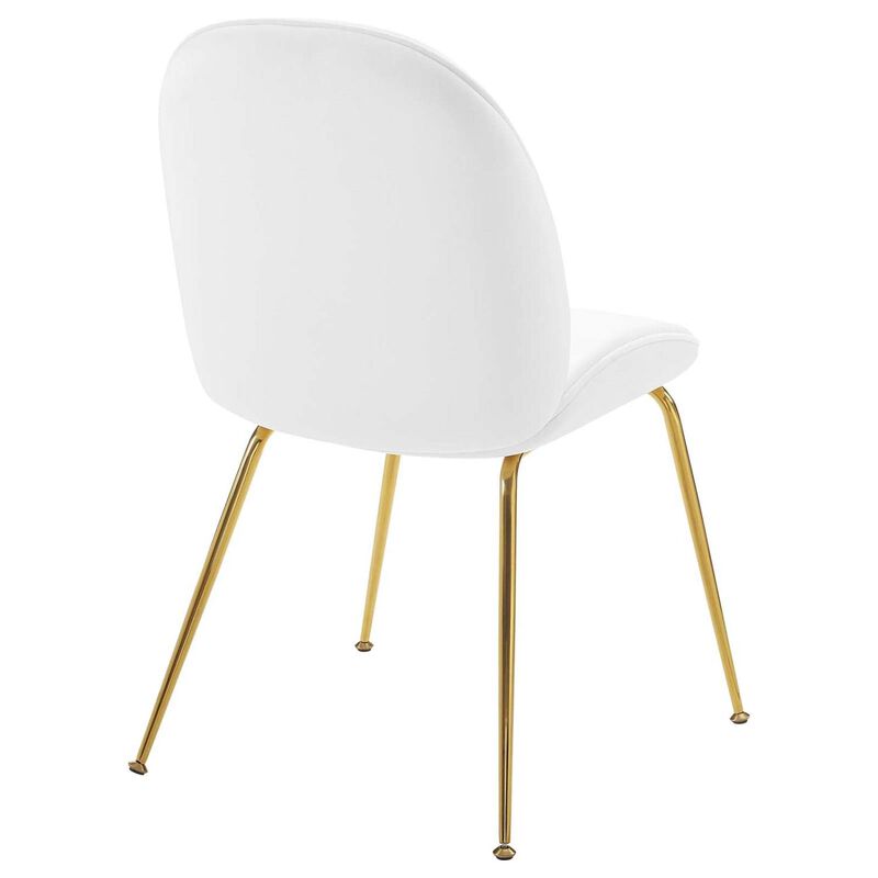 Modway Scoop Performance Velvet Side Gold Stainless Steel Metal Base in White, Dining Chair