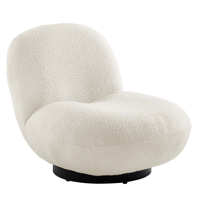 Kindred Boucle Upholstered Upholstered Fabric Swivel Chair White EEI-5486-BLK-IVO image number 2
