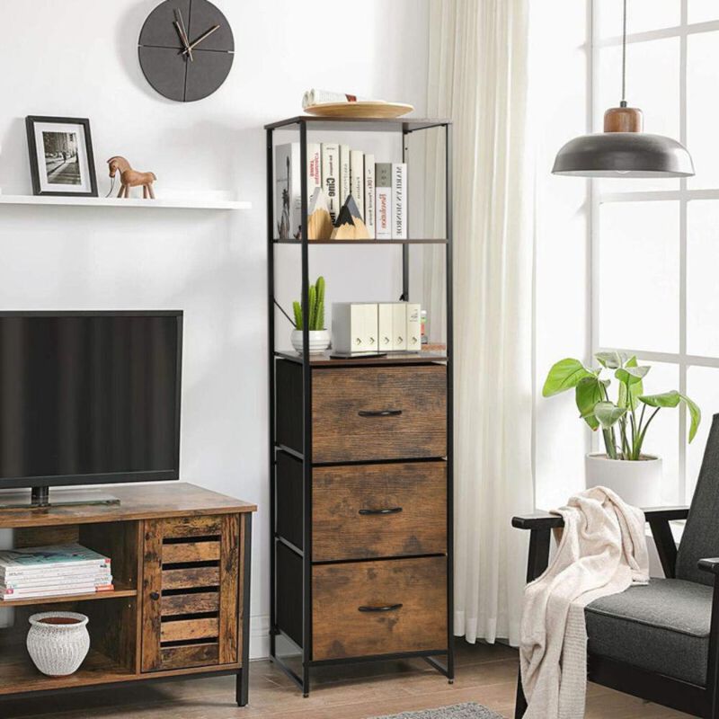 Hivvago Freestanding Vertical 3 Drawer Dresser with 3 Shelves