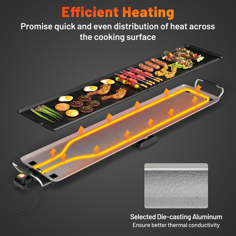 Extra Large Nonstick Electric Griddle with Dual Cooking Surface and Temperature Control image number 6