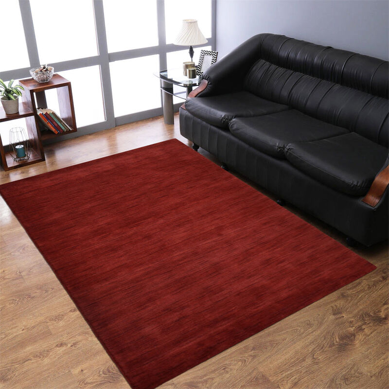 RUGSOTIC CARPETS HAND KNOTTED LOOM WOOL ECO-FRIENDLY AREA RUGS  - Rectangle, Solid Plain Design, High Pile Handmade Anti Skid Area Rugs for Living Room, Bed Room (L00999) image number 1