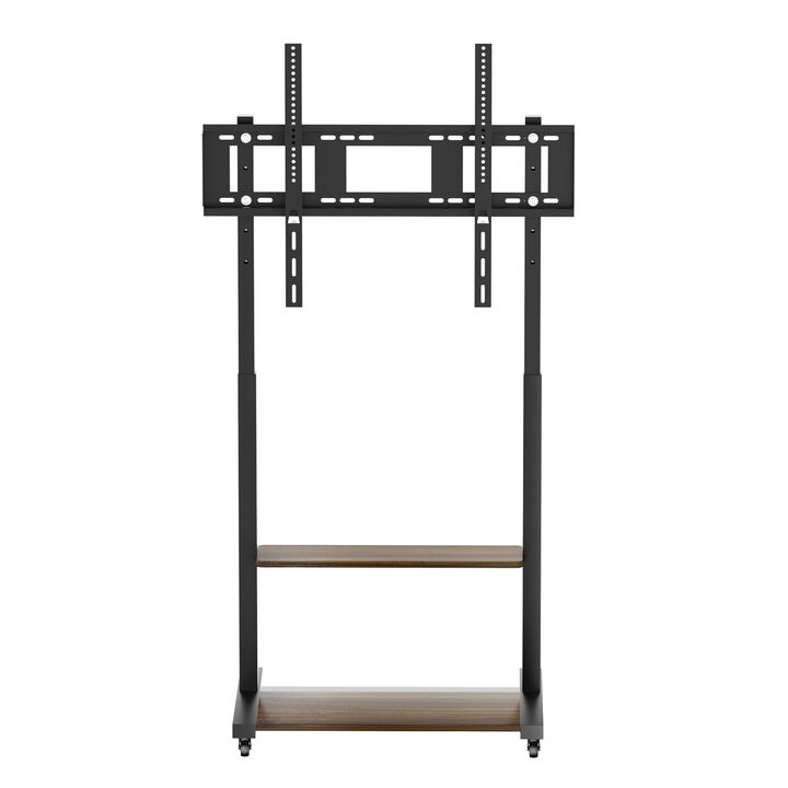 Rolling TV Floor Stand w/ MDF Shelves Height Adjustable TV Cart Mount