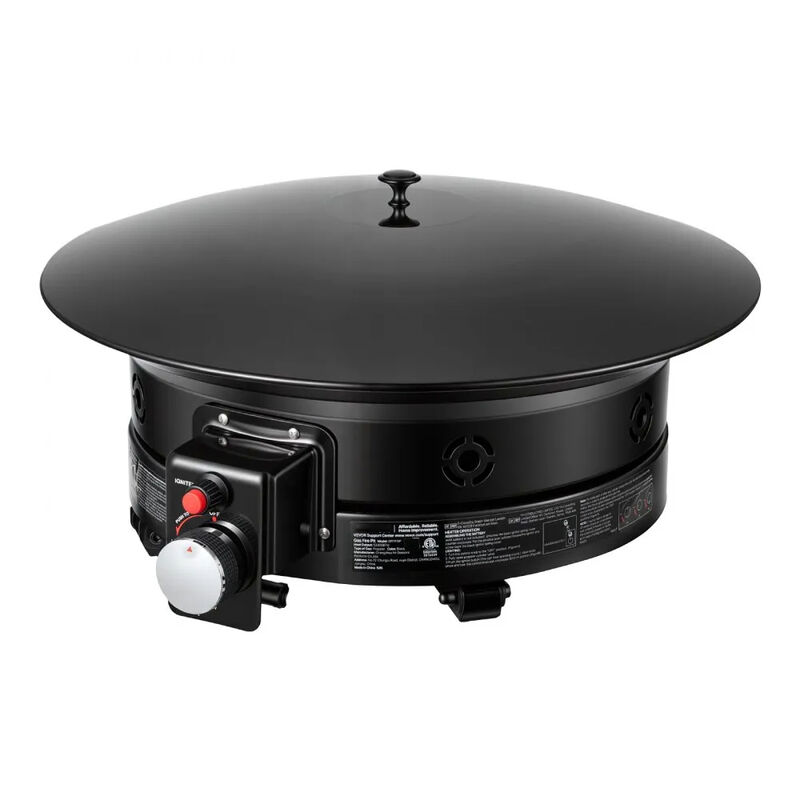 Portable Gas Fire Pit 53000 BTU with Folding Legs Grill Grate for Patio Camping Deck-Black image number 0
