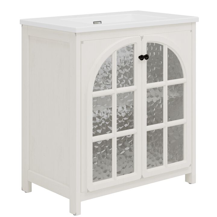 31" Farmhouse Bathroom Vanity with Ceramic Sink and Vintage Rustic Design
