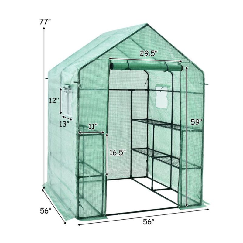 Hivvago Walk-in Greenhouse 56 x 56 x 77 Inch Gardening with Observation Windows
