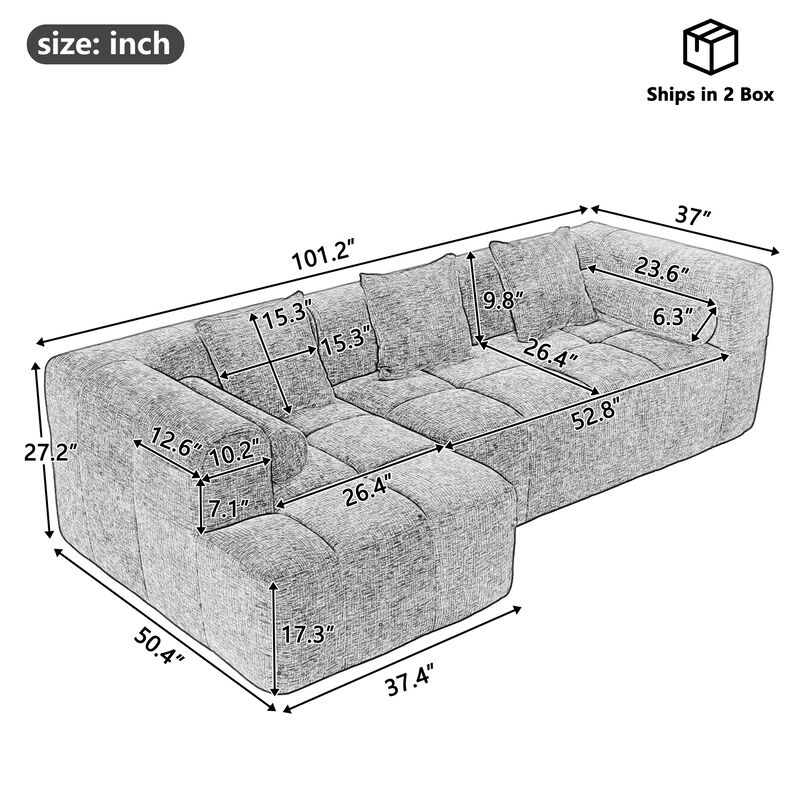 Merax Full-Compressed Sofa Modular Sectional Sofa