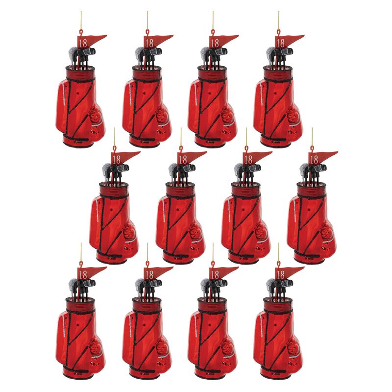 Glass Golf Bag Christmas Ornaments &ndash; Set of 12 Golf-Themed Tree Decorations for Holiday Sports Decor