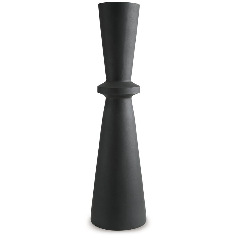Loci Accent Vase, 40 Inch Hourglass Design, Textured Black Polyresin