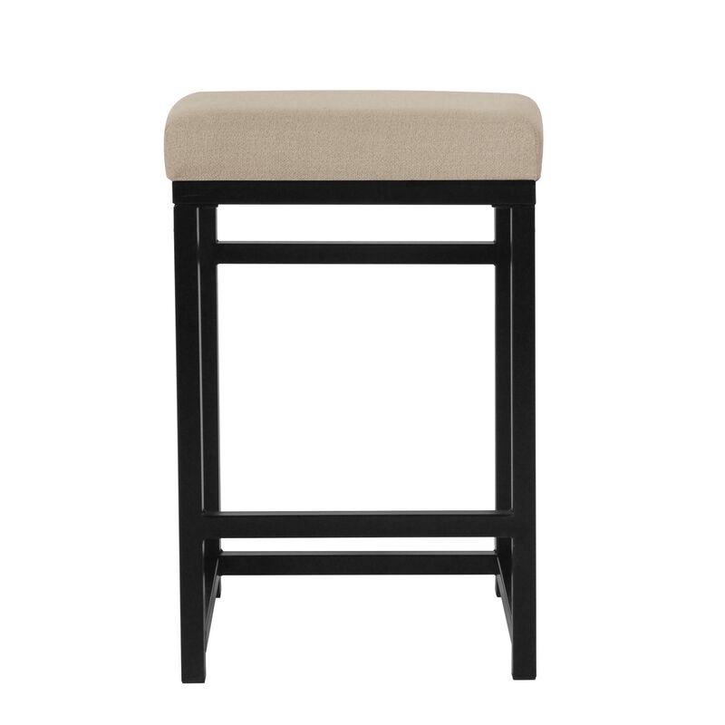 Toko Backless Counter Height Stool, Brown Polyester Industrial Black image number 1