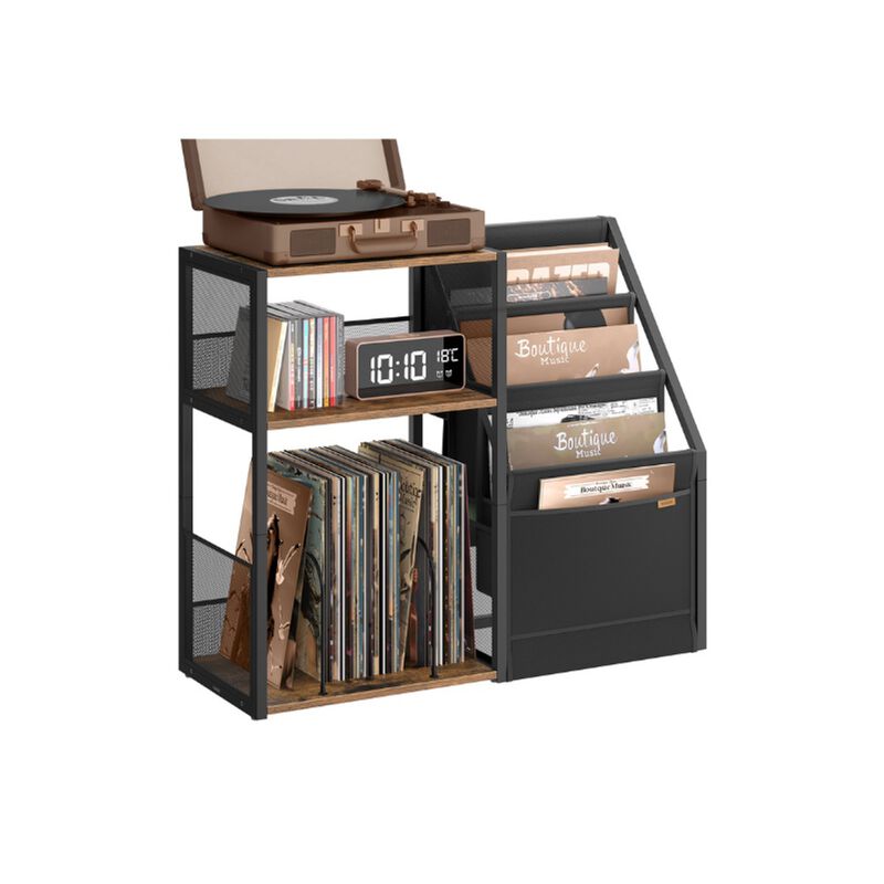 Multi-Level Record Stand &ndash; 3-Tier Vinyl Storage Table for Turntable Setup and 140 Album Capacity
