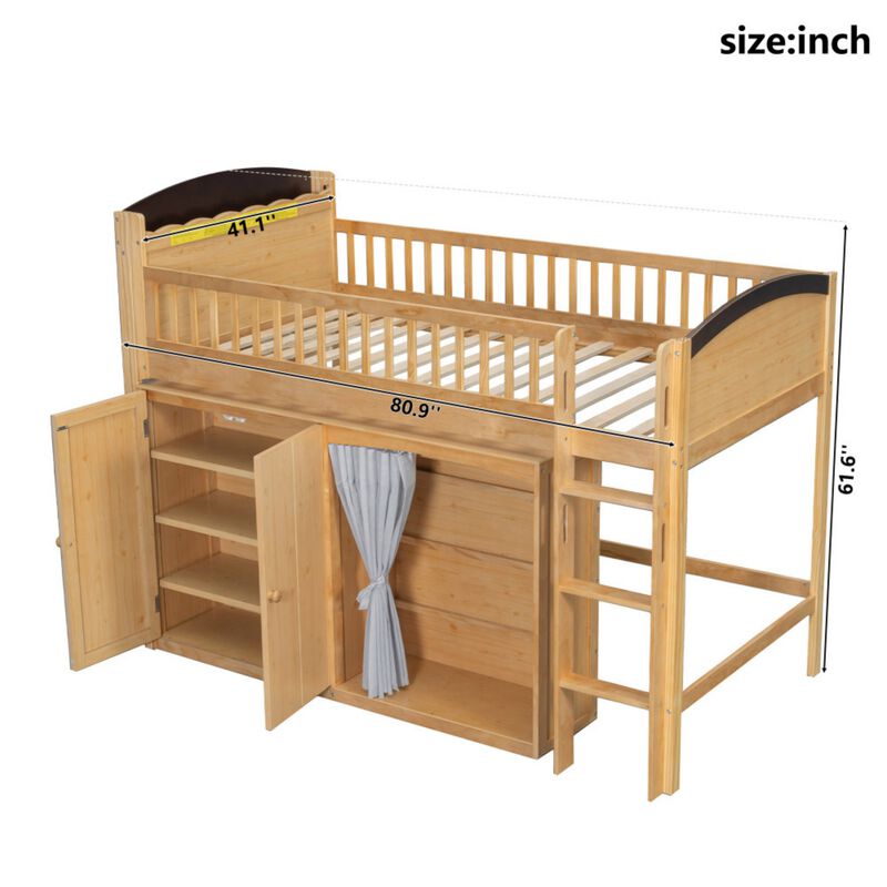Niswur Wood Kids Loft Bed image number 9