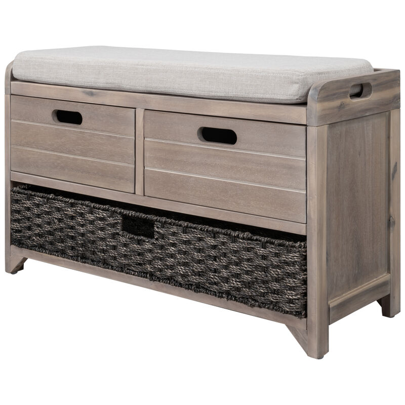 Whisen Storage Bench with Removable Basket and 2 Drawers - Navy
