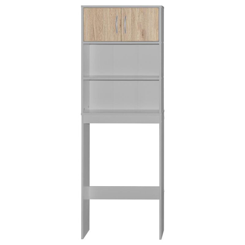 Better Home Products Ace Over-the-Toilet Storage Rack in Light Gray & Natural Oak