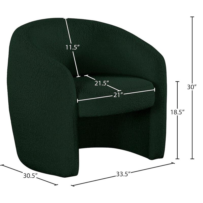 Meridian Furniture Acadia Green Boucle Fabric Accent Chair