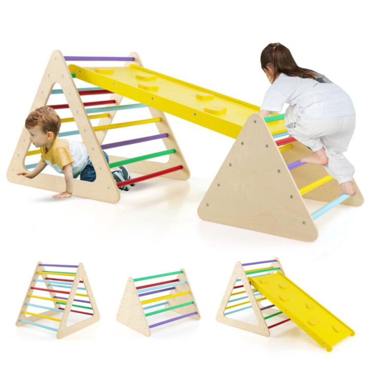 Hivvago 3 Piece Toddler Triangle Set Montessori with 2 Climbing Triangles and 1 Ramp
