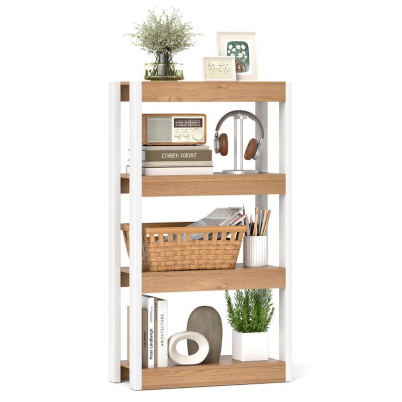 Hivvago 4 Tier Bookshelf Wooden Bookcase with Dual Anti-Tipping Kits