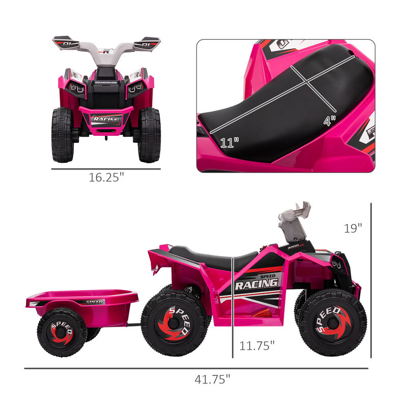 BreeBe 6V Electric Toy Car with Back Trailer, Forward Backward, Wear-Resistant Wheels image number 2
