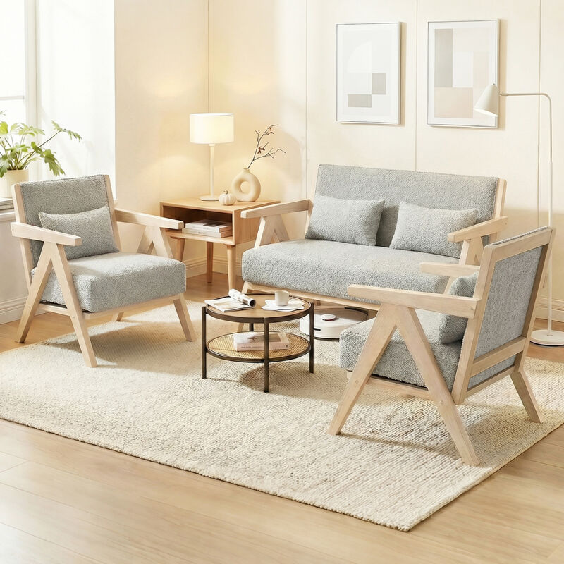 Mid Century Accent Chair with Wooden Frame for Living Room and Bedroom image number 5