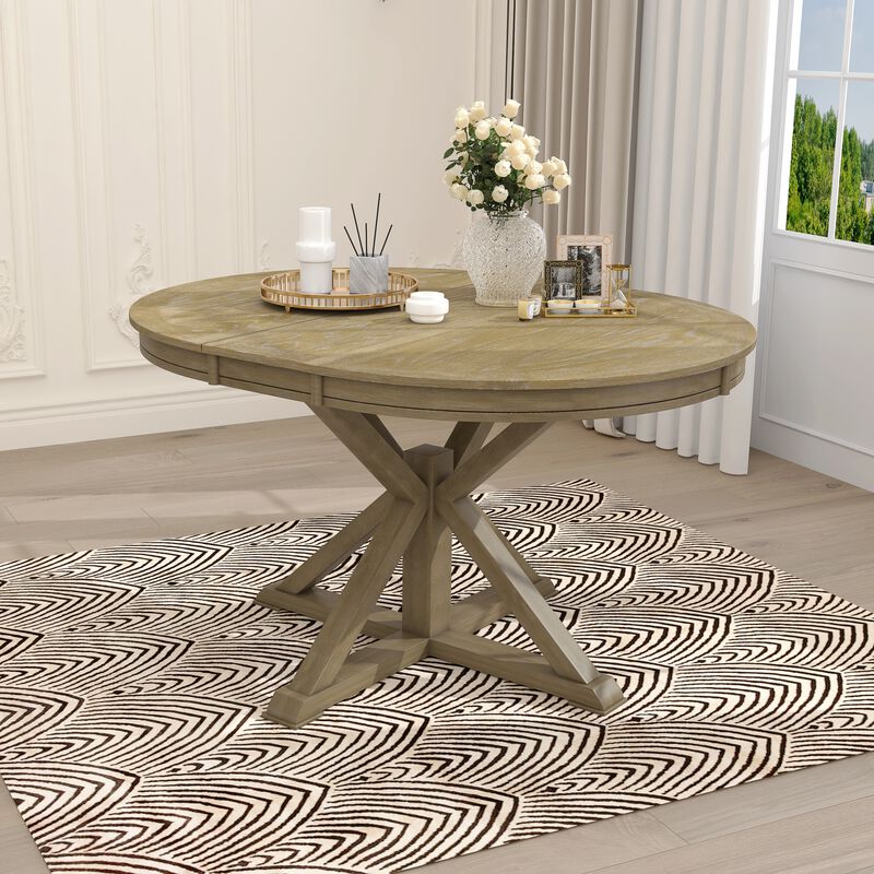 Merax Retro Extendable Dining Table with Leaf