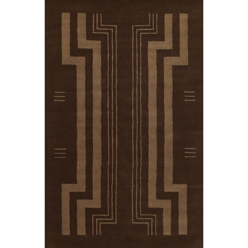 Momeni Simba Hand Tufted Wool Geometric Area Rug, Brown, 2'6"" X 8' Runner
