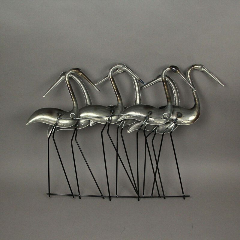 Metal Flock Of Coastal Birds Wall Art Sculpture Hanging Ocean Beach Home Decor image number 2