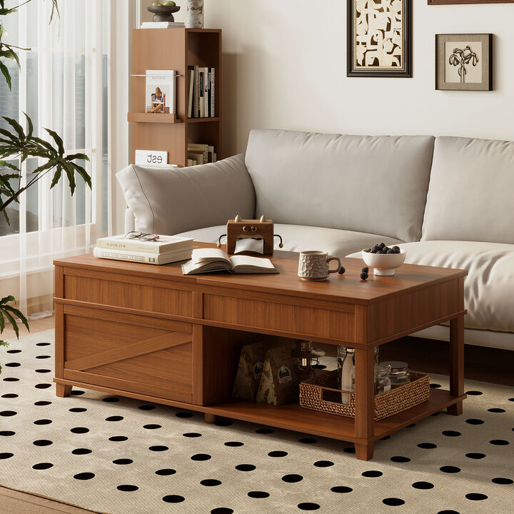 Merax 3-in-1 Coffee Table with Smooth Lift Mechanism, Secret Compartment & Display Shelf