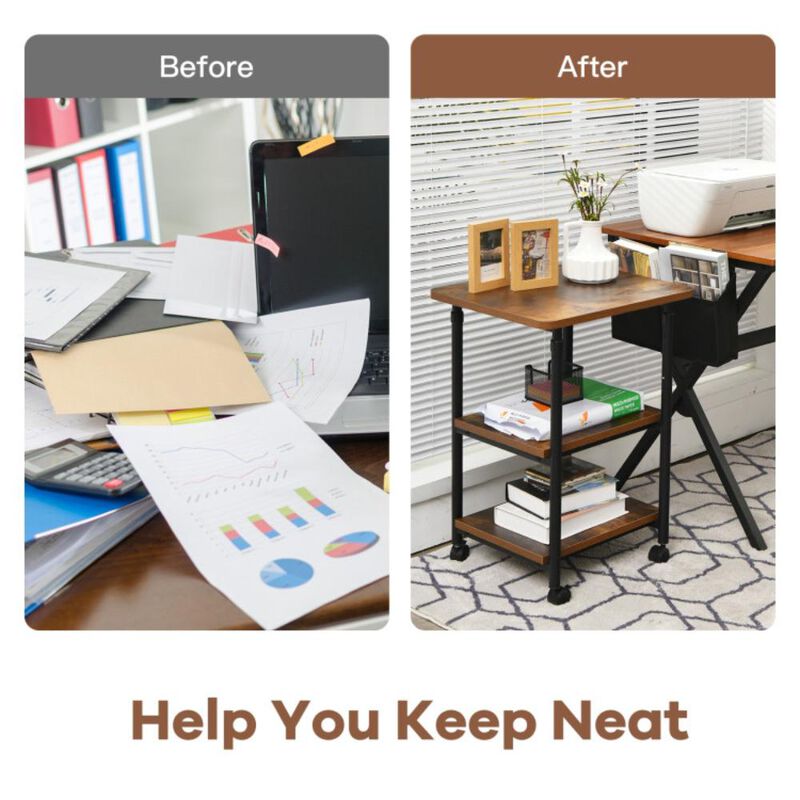 Hivvago 3-tier Adjustable Printer Stand with 360&Acirc;&deg; Swivel Casters