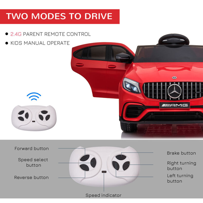 BreeBe 12V Toddler Ride On Car with Remote Control, Mercedes Benz AMG GLC63S Coupe, Electric Car with 2 Speed, MP3 Player, Light, Horn, Songs, Suspension image number 4
