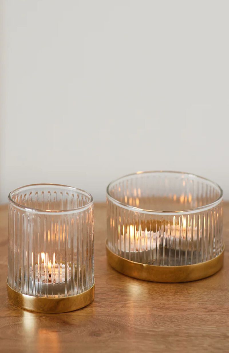 Fluted Glass Votive Set